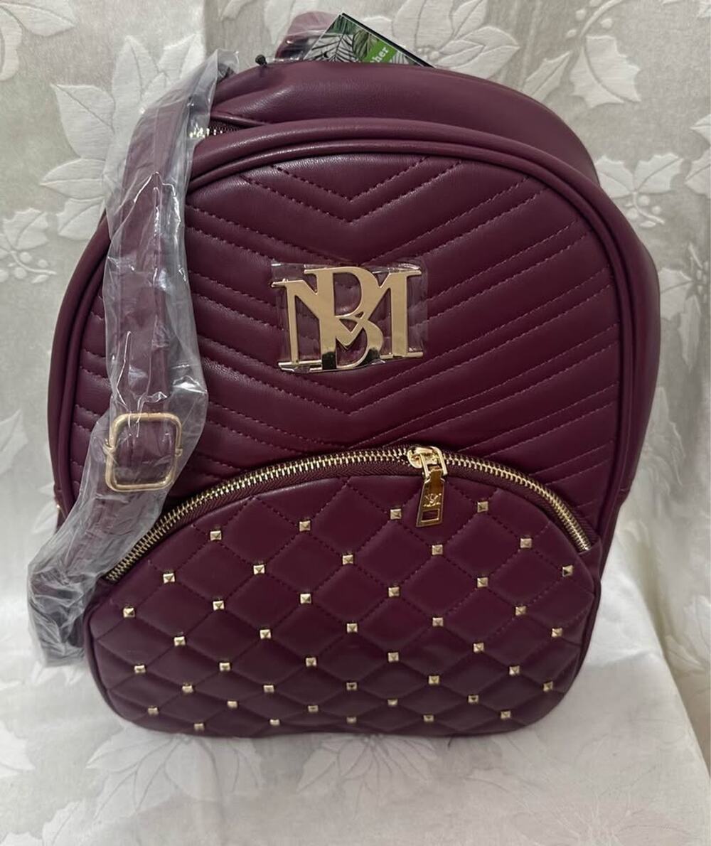 Badgley Mischka plum Vegan Leather Backpack. B157